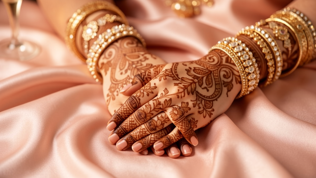Henna-Mehndi auf eleganten Händen — persische Bräuche